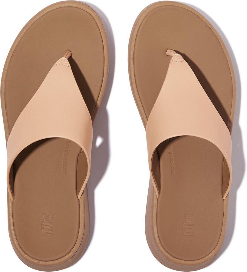 FitFlop F-Mode Leather Flatform Toe-Post Sandals BEIGE