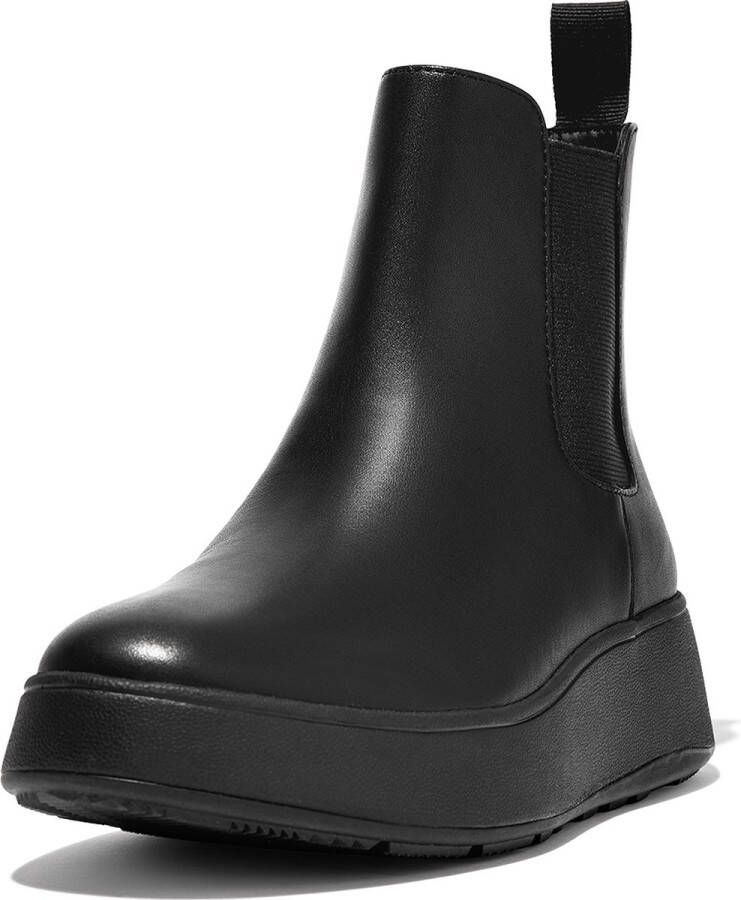 FitFlop F-Mode Leather Flatform Chelsea Boots ZWART