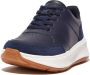 FitFlop F-Mode Leather Suede Flatform Sneakers BLAUW - Thumbnail 4