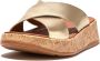 FitFlop F-Mode Metallic Leather Cork Flatform Cross Slides GOUD - Thumbnail 5