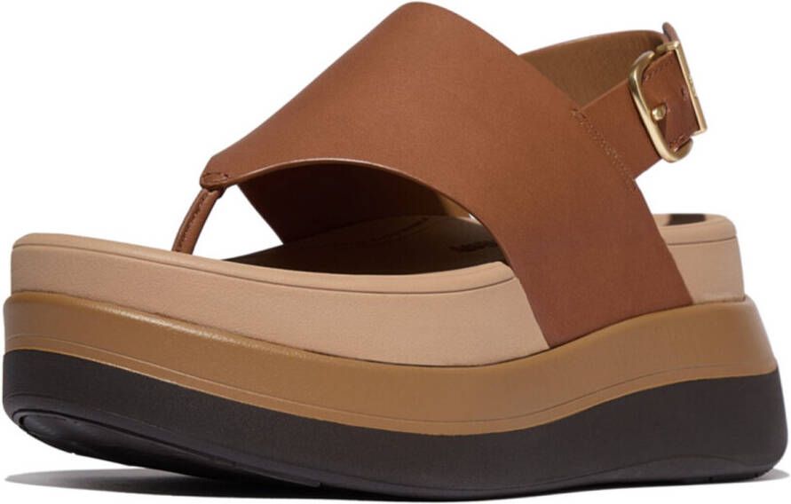FitFlop F-Mode Stack Leather Back-Strap Toe-Post Sandals BRUIN