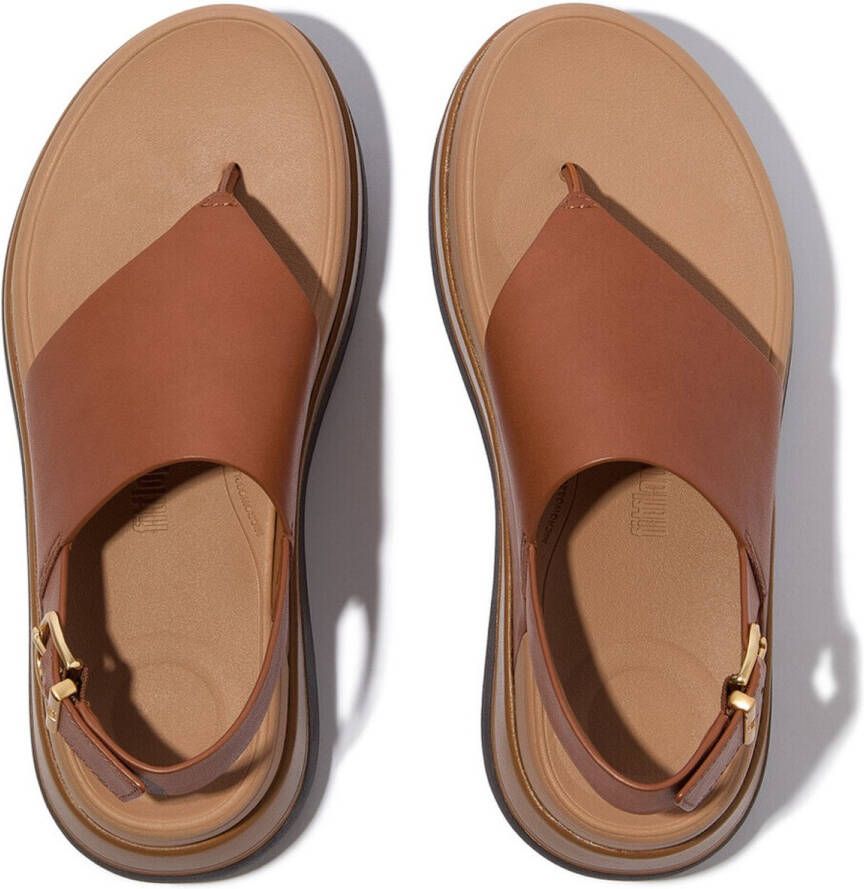 FitFlop F-Mode Stack Leather Back-Strap Toe-Post Sandals BRUIN