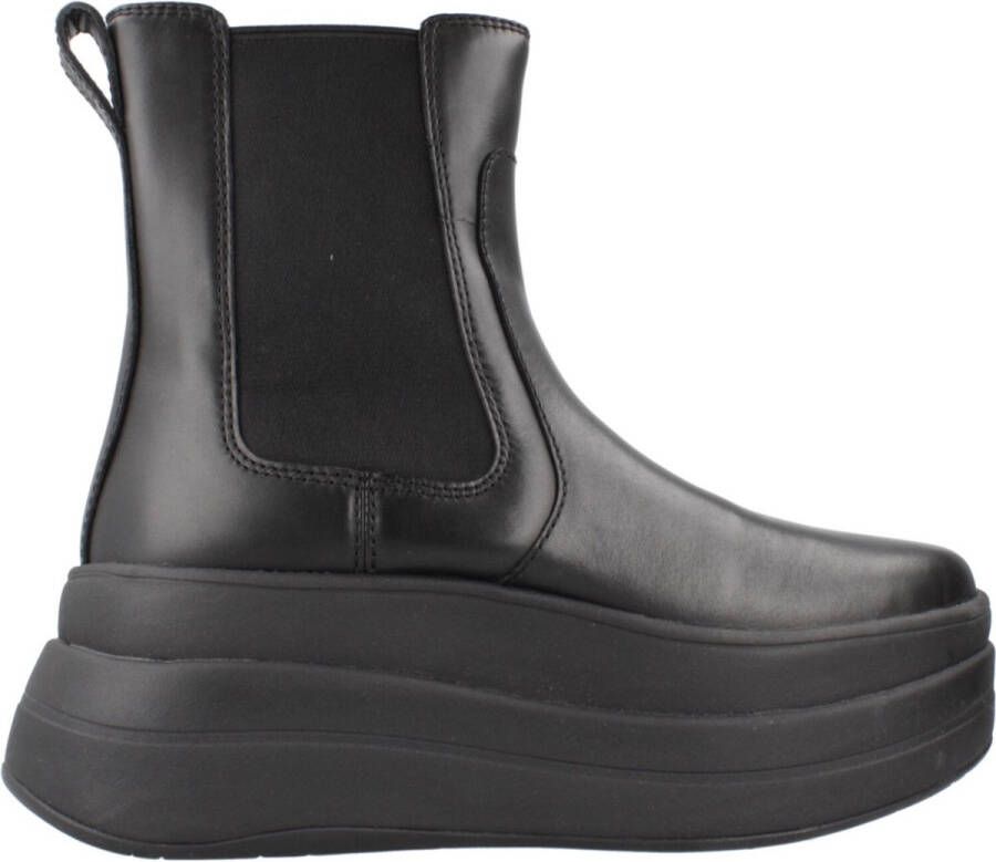 FitFlop F-Mode Stack Leather Chelsea Boots ZWART
