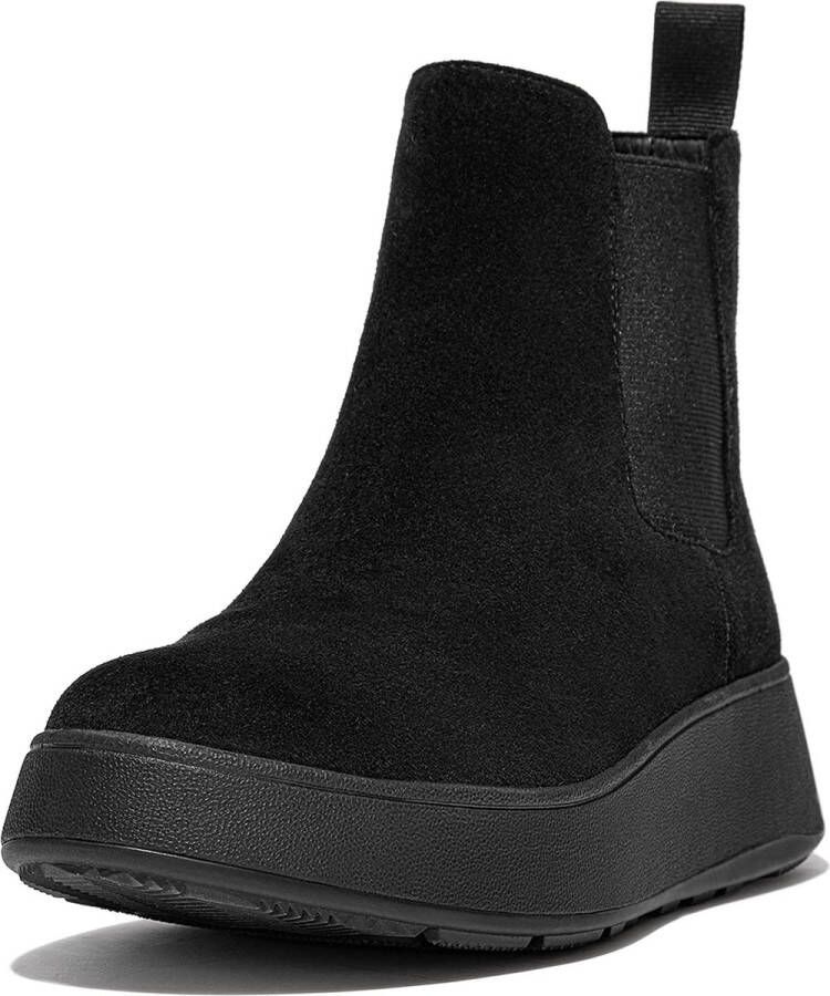 FitFlop F-Mode Suede Flatform Chelsea Boots ZWART