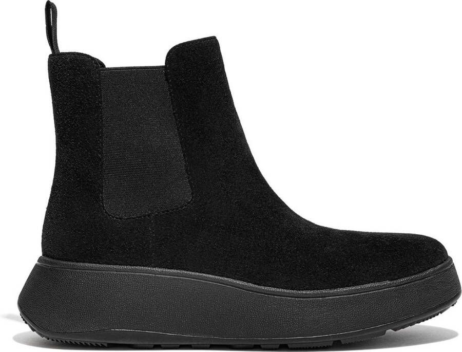 FitFlop F-Mode Suede Flatform Chelsea Boots ZWART