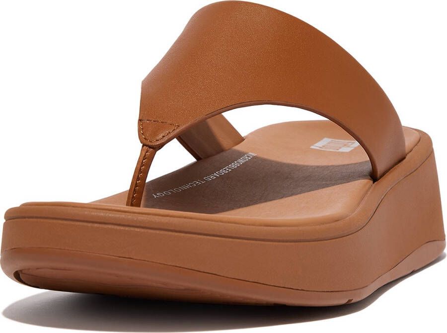 FitFlop F-Mode Leather Flatform Toe-Post Sandals BRUIN