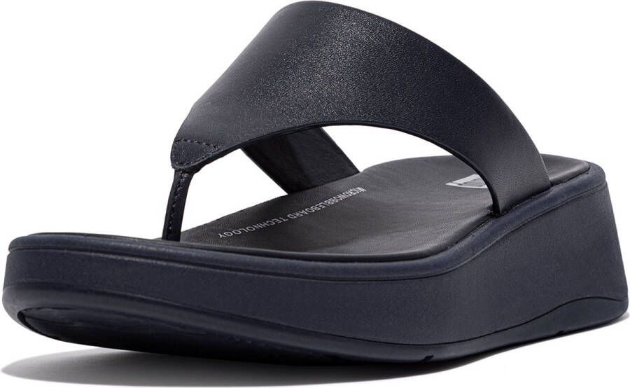 FitFlop F-Mode Leather Flatform Toe-Post Sandals BLAUW
