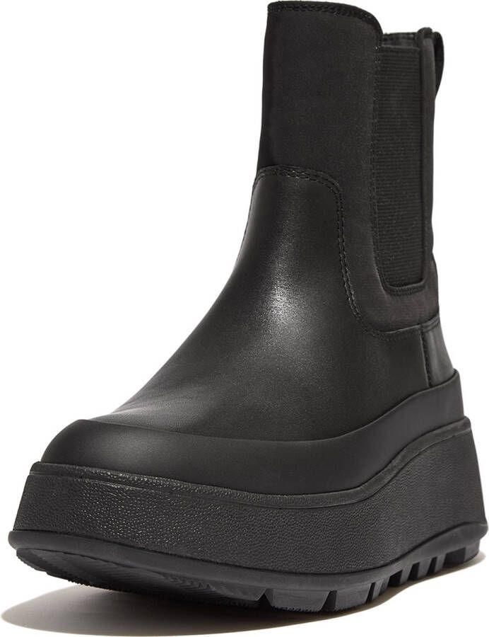 FitFlop F-Mode Water-Resistant Flatform Chelsea Boots ZWART