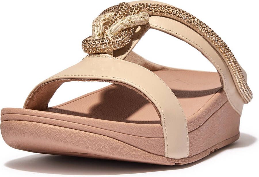 FitFlop Slipper Fino Crystal Cord Stone Beige Leer