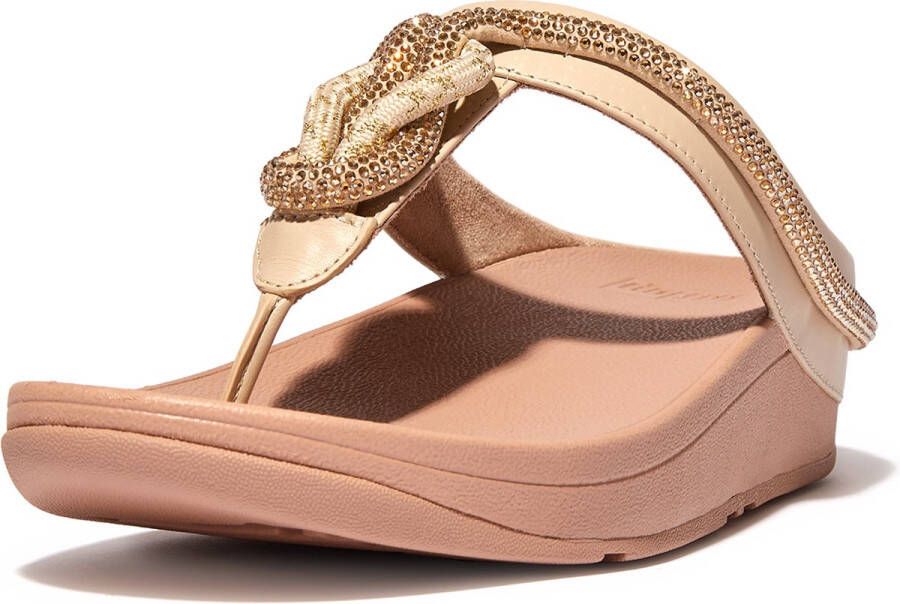 FitFlop Fino Crystal-Cord Leather Toe-Post Sandals BEIGE