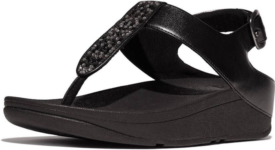 FitFlop Fino Crystal-Mix T-Strap Sandals ZWART