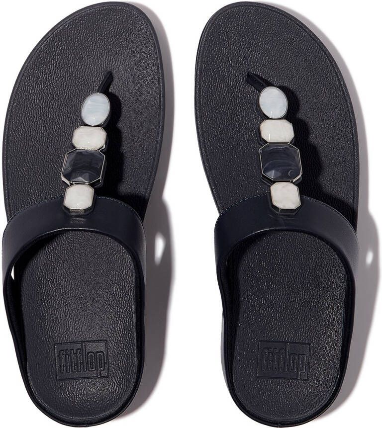 FitFlop Fino Multi-Stone Leather Toe-Post Sandals BLAUW