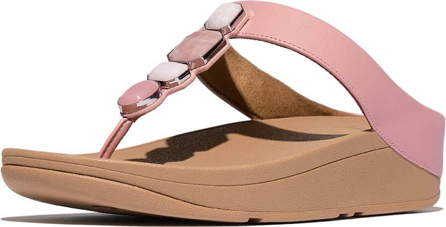 FitFlop Fino Multi-Stone Leather Toe-Post Sandals ROZE