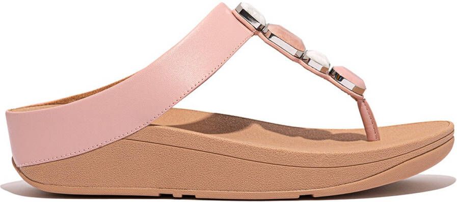 FitFlop Fino Multi-Stone Leather Toe-Post Sandals ROZE