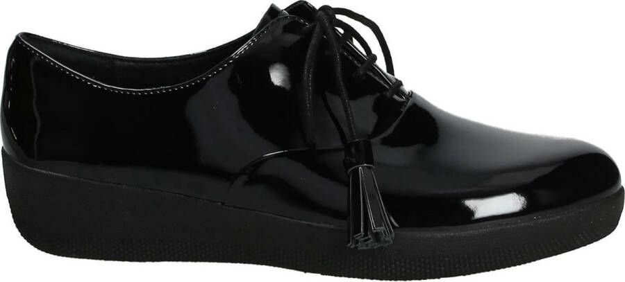 FitFlop Fit Flop Classic Tassel Superoxford Veterschoen plat Dames Zwart C13-090 -All Black Patent