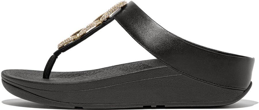 FitFlop Damen Flip Flops Fino Crystal-Chain Leather Toe-Post Sandals HX2 Black - Foto 2