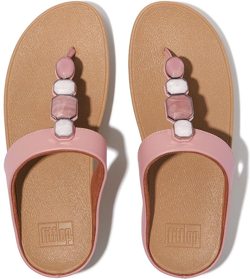 FitFlop Damen Flip Flops Fino Multi-Stone Leather Toe-Post Sandals IU9 Soft Blush - Foto 2