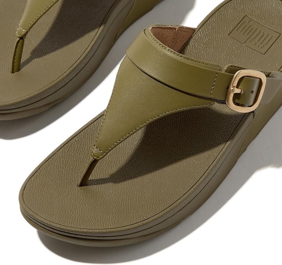 FitFlop Damen Flip Flops Lulu Adjustable Toe Post-Leather ES8 Camo-Green