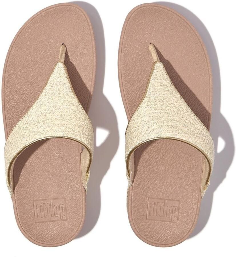 FitFlop Damen Flip Flops Lulu Shimmerweave Toe-Post Sandals GO1 Stone Beige Mix