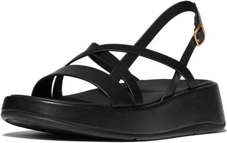 FitFlop Damen Sandalen F-Mode Leather Flatform Strappy Back-Strap Sandals IY3 All Black