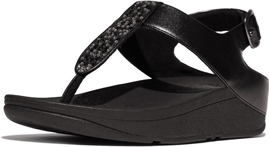 FitFlop Damen Sandalen Fino Crystal-Mix T-Strap Sandals IU5 All Black