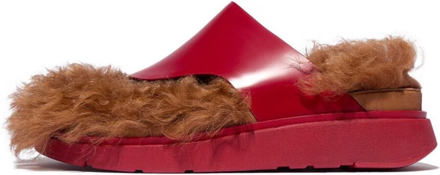 FitFlop Damen Sandalen Gen-FF X Roksanda Cut-Out Leather Slides IZ9 Crimson Tan