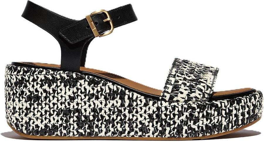 FitFlop Damen Sandalen Platfforms Woven Wedge Ankle-Strap Sandals JG1 Black Ivory Mix - Foto 2
