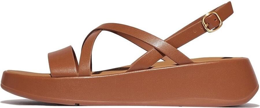 FitFlop Damen Sandalen F-Mode Leather Flatform Strappy Back-Strap Sandals IY3 Deep Tan