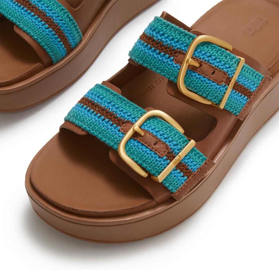FitFlop Dames sandalen Gen-FF Max Buckle Stripe-Webbing Two-Bar Slides A3E