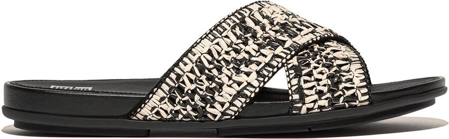 FitFlop Damen Sandalen Gracie Woven Cross Slides JA8 Black Ivory Mix
