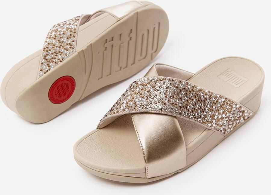 FitFlop Dames sandalen Lulu Crystal-Mix Metallic Cross Slides A4K