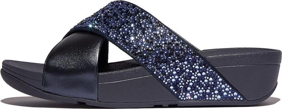 Fitflop Slippers LULU CRYSTAL plateauschuh slides met trendy glinsterende details