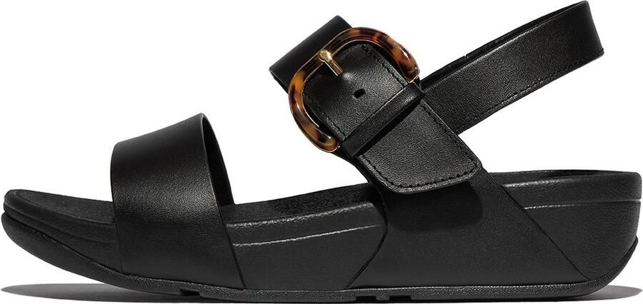 FitFlop Damen Sandalen Lulu Resin-Buckle Leather Back-Strap Sandals JE7 All Black