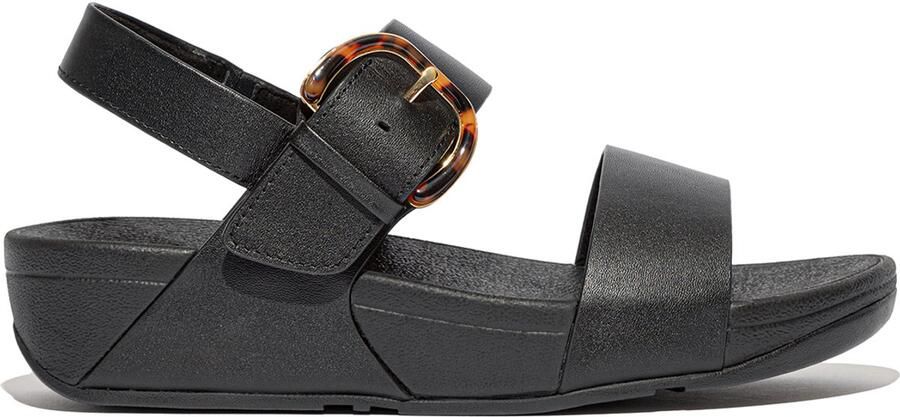 FitFlop Damen Sandalen Lulu Resin-Buckle Leather Back-Strap Sandals JE7 All Black