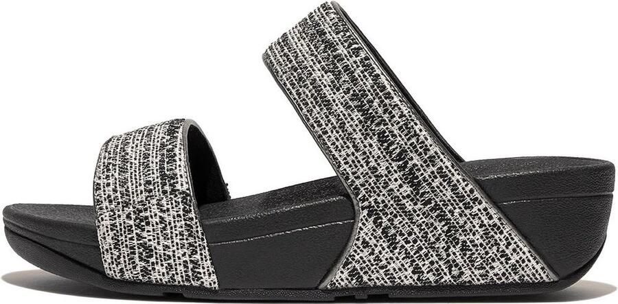 FitFlop Damen Sandalen Lulu Shimmerweave Slides GO2 Black Mix