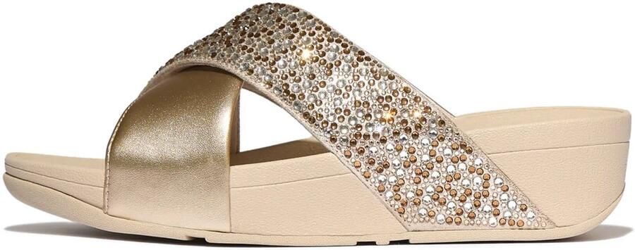 FitFlop Lulu Crystal-Mix Metallic Cross Slides BRUIN - Foto 3