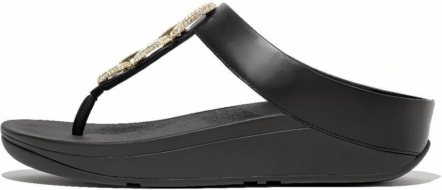 FitFlop Dames teenslippers Fino Crystal-Chain leren teenslippers met teenband HX2 - Foto 2