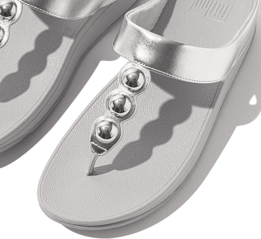 FitFlop Dames teenslippers Fino Mirror-Dome Metalli Leather Toe-Post Sandals II2