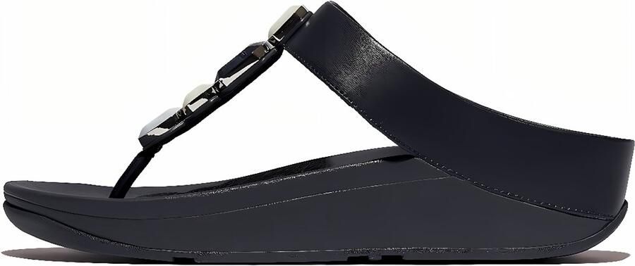 FitFlop Damen Flip Flops Fino Multi-Stone Leather Toe-Post Sandals IU9 Midnight Navy - Foto 3