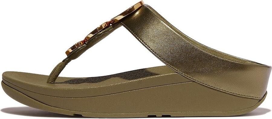 FitFlop Damen Flip Flops Halo Bead-Circle Metallic Toe-Post Sandals HJ1 Camo-Green - Foto 2