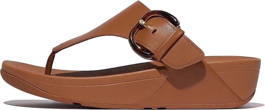 FitFlop Dames-teenslippers Lulu Resin-Buckle leren teenslippers met neusband JE9 - Foto 1