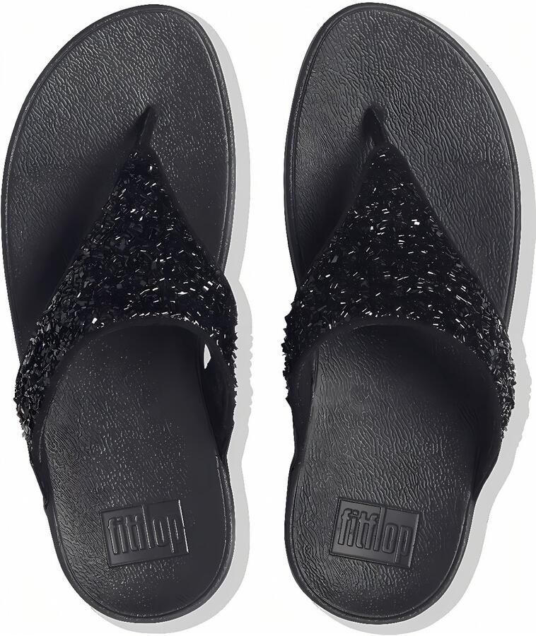 FitFlop Damen Flip Flops Lulu Shimmerfoil Toe-Thongs CJ2 All Black