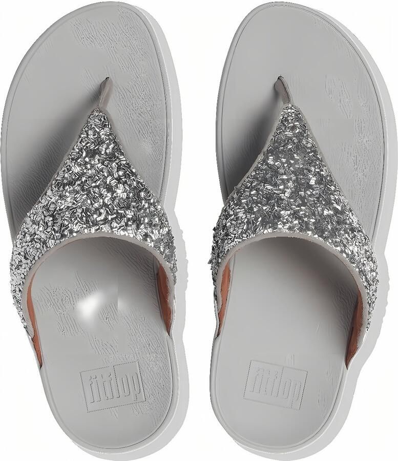 FitFlop Damen Flip Flops Lulu Shimmerfoil Toe-Thongs CJ2 Silver - Foto 2