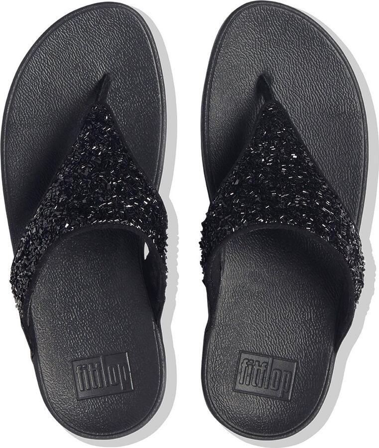 FitFlop Damen Flip Flops Lulu Shimmerfoil Toe-Thongs CJ2 All Black