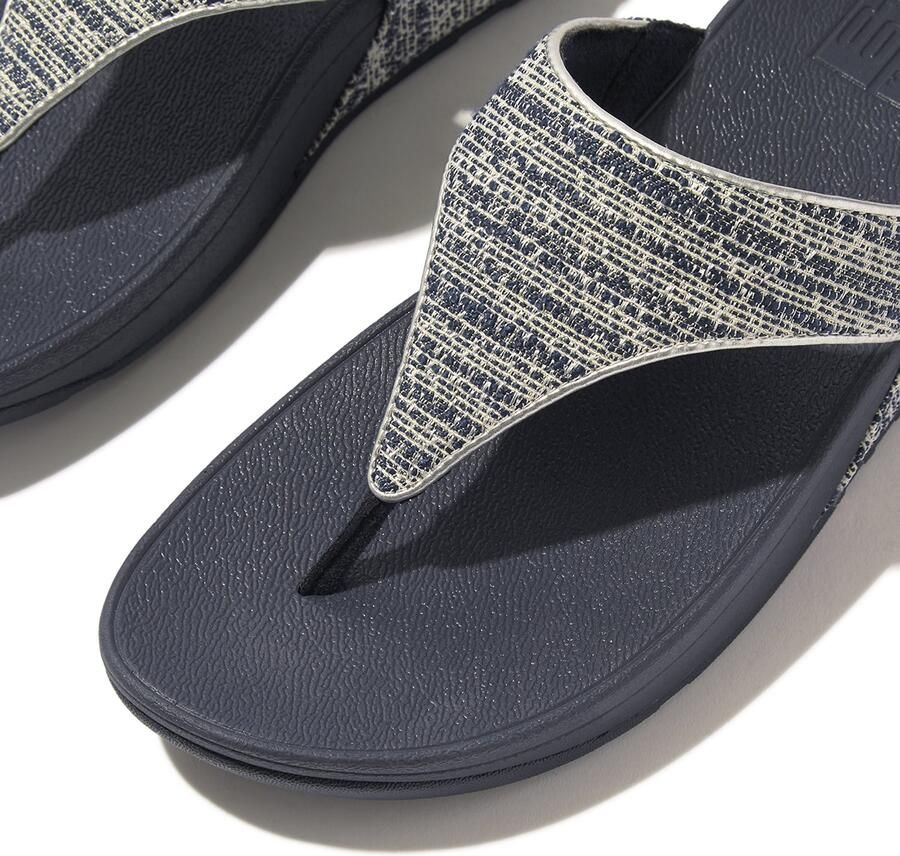 FitFlop Damen Flip Flops Lulu Shimmerweave Toe-Post Sandals GO1 Midnight Navy Mix