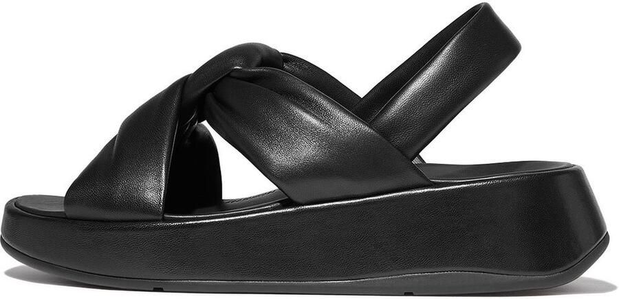 FitFlop Damen Sandalen F-Mode Knot Soft-Leather Flatform B Strap Sandals IX9 All Black
