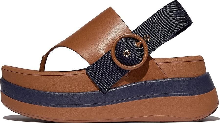 FitFlop Damen Sandalen F-Mode X Roksanda Leather Webbing Sandals IY5 Tan Ink