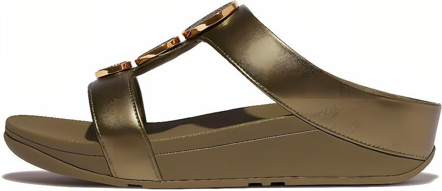 FitFlop Damen Sandalen Halo Bead-Circle Metallic H-Bar Slides HJ2 Camo-Green - Foto 3