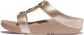 FitFlop Damen Sandalen Halo Bead-Circle Metallic H-Bar Slides HJ2 Latte Beige - Beige