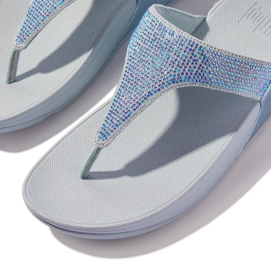 Fitflop Dianets LULU CRYSTAL EMBELLISHED TOE-POST SANDALS HOTFIX sleehak zomerschoen teen-scheider met zachte teenband